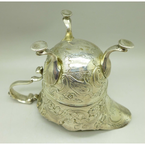 848 - A white metal jug, a/f, 197g, (weighted)