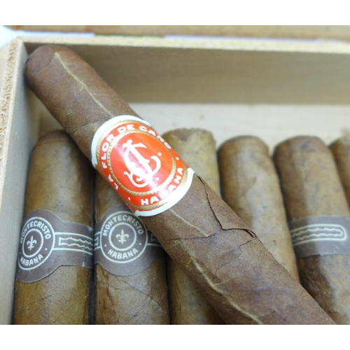 850 - Eight Cuban cigars including six Montecristo with associated box dated July '04