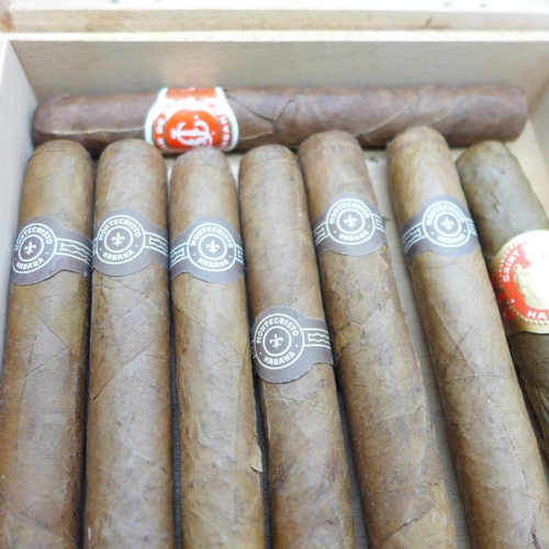 850 - Eight Cuban cigars including six Montecristo with associated box dated July '04