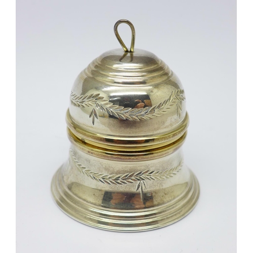 853 - A modern 925 silver pin cushion in the form of a bell