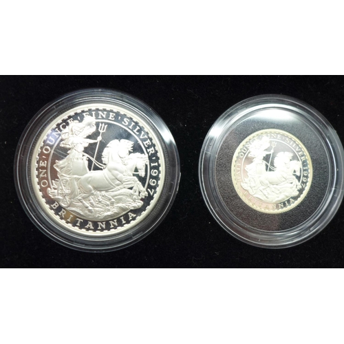 868 - A Royal Mint 1997 Silver Proof Britannia Collection coin set, with box and certificate