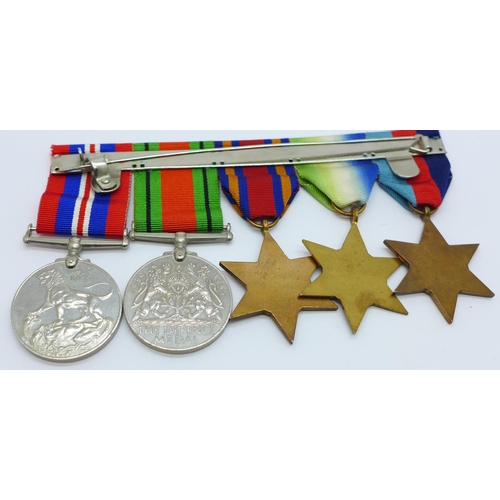 871 - Five mounted British WWII medals