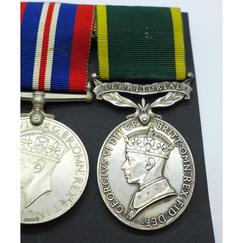 874 - A group of six George VI British medals;- the Territorial Medal named to 2074620 Dvr. D. Duncan, R.E... 