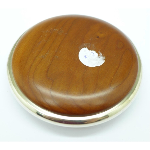 877 - A silver mounted paperweight, diameter 10cm