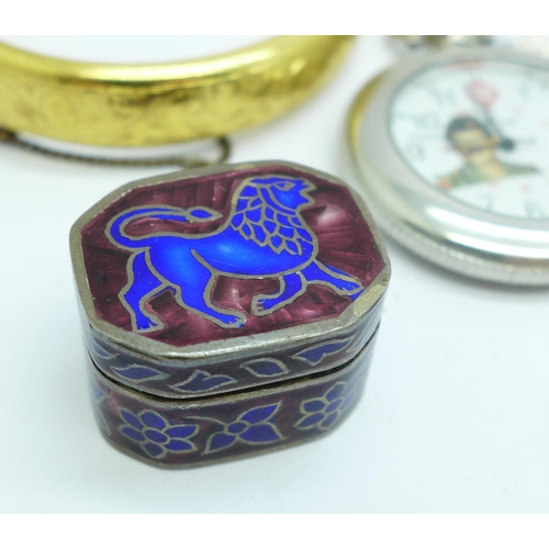 917 - Jewellery, etc., including an enamel pill box