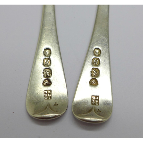 936 - A set of six Georgian silver spoons, 97.2g