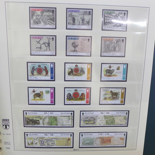 949A - Isle of Man collection of stamps and miniature sheet years 2007-2012, all housed in Lindner album an... 