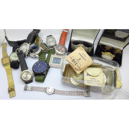 960a - Wristwatches including Seiko and Accurist, watch glasses, etc.