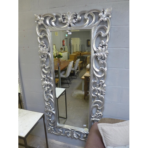 1569 - A large silver finish wall mirror, 181 x 91cms (MRE066S130)   #