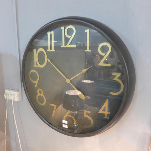 1488 - A large brass and black circular wall clock (2023254)   #