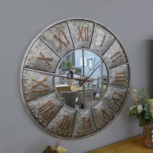 1582 - A hammered industrial mirrored clock with copper detail (1857758)   #