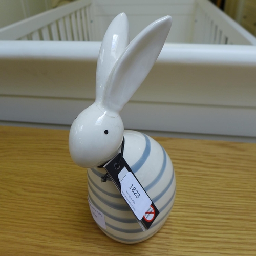 1823 - A blue striped ceramic rabbit figure (repaired) (9042010)   #