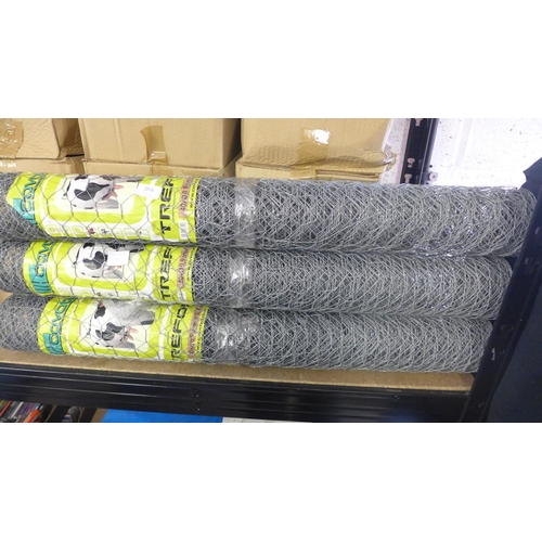 2076 - 3 Rolls of Trefort chicken wire (30 mtrs in total)  * This lot is subject to VAT