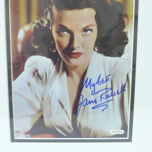 742 - Autographed displays, Claudette Colbert and Jayne Russell and Elvis Presley and other rock n roll 78... 