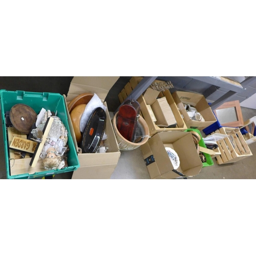 1181 - Nine boxes of decorative and household items, mirror, planter, etc. **PLEASE NOTE THIS LOT IS NOT EL... 