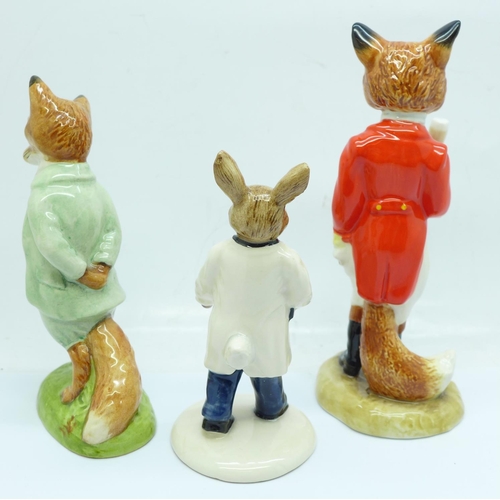 658 - Three Beswick figures, Foxy Whiskered Gentleman, 21st Century Fox and conductor John, a/f, and a Roy... 