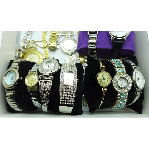 677 - A collection of twenty lady's wristwatches