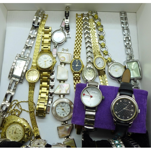 677 - A collection of twenty lady's wristwatches