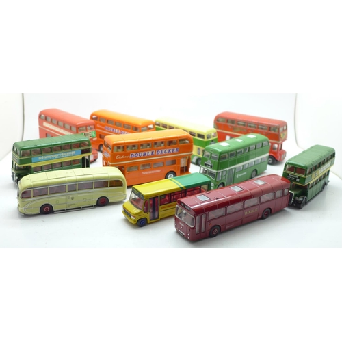 698 - Eleven Corgi model buses