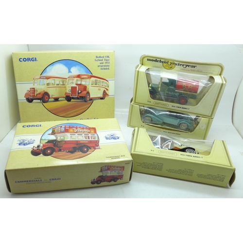 703 - Two Corgi Classic Commercial Vehicles and three Matchbox Models of Yesteryear, boxed