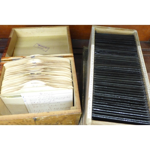 705 - Two boxes of glass plate negatives, circa 1905-1910, including views of Oldham, Morecambe, Cheshire,... 