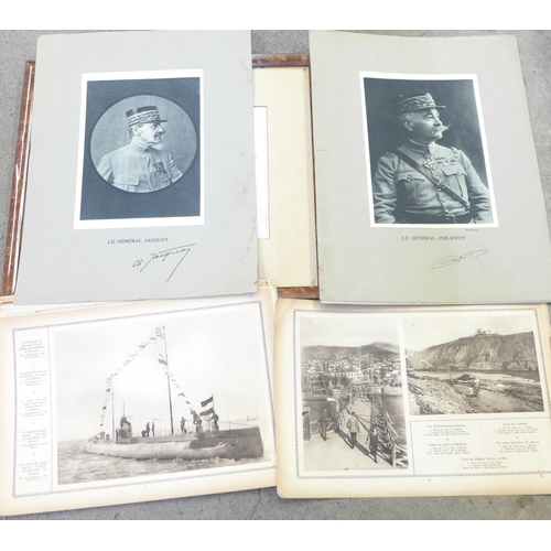 722 - Eleven photographs of French Generals and troops and two books on East African troops