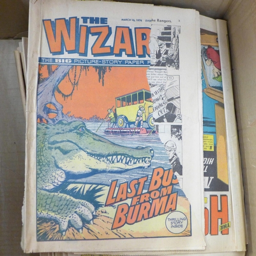 754 - 1970's comics; Tiger, Wizard, Hotspur, Beano, Hornet, etc. (100+)