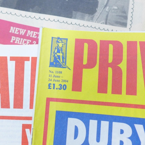 759 - Box of Private Eye magazines, a few from the 1970's, but mainly 1995-2010, includes 2 no. flexi-disc... 