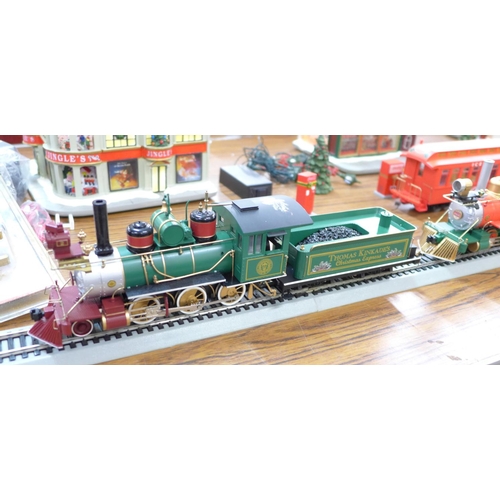 794 - A Hawthorne Village Bachmann Coca-Cola train set, with locomotive, carriages, buildings and track, w... 