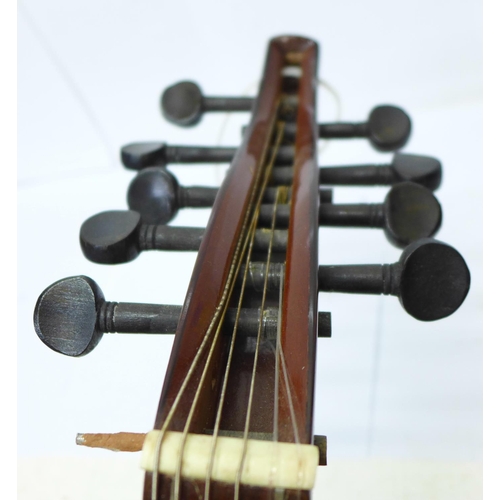 842 - An oud with soft case, a/f (case back and tensioner)