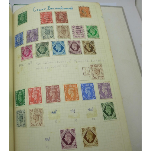 845 - Stamps;- an album with thirty-eight Victorian penny reds, Edward VIII, George VI including 1948 Olym... 