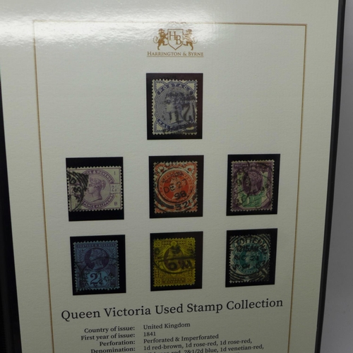 848 - Stamps;- Queen Victoria used stamp collection, 14 stamps in folder with Certificate of Authenticity,... 