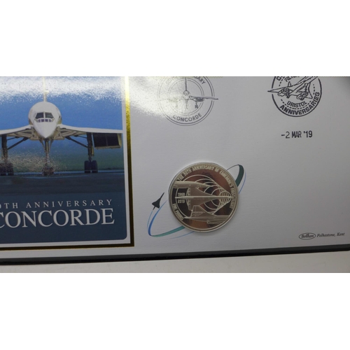 860 - A 2019 50th Anniversary of Concorde coin cover, (proof like), in folder with Certificate of Authenti... 