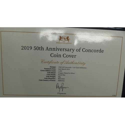 860 - A 2019 50th Anniversary of Concorde coin cover, (proof like), in folder with Certificate of Authenti... 