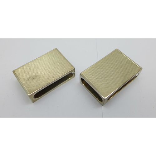 869 - Two silver matchbox holders