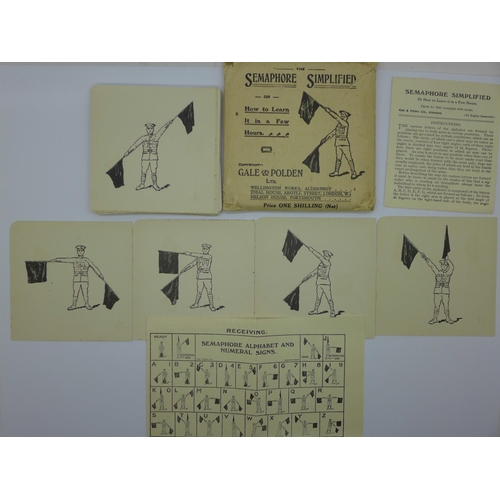 887 - The Semaphore Simplified, twenty-eight cards and two leaflets, Gale & Polden, Aldershot