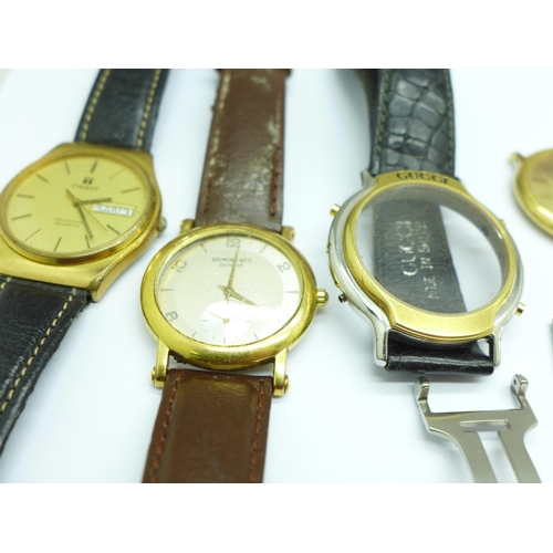 896 - Assorted watch spares including Raymond Weil, Longines, Tissot, Ebel, Gucci, LeCoultre, (clock part)... 