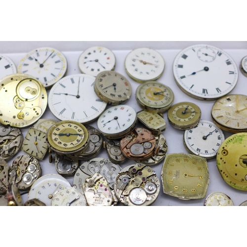 919 - Approximately  100 wristwatch and pocket watch movements, including Tissot, etc.