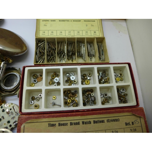 950 - Assorted wristwatch crowns, watches and parts, a/f