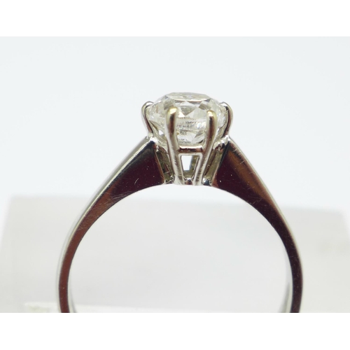 973 - An 18ct white gold and diamond solitaire ring, approximately 0.80carat diamond weight, 3.4g, N