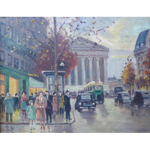 1 - French School, pair of Parisian scenes, oil on canvas, 18 x 23cms, framed