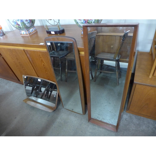 128 - Three teak framed mirrors