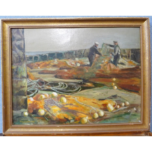 13 - Kay Dyson, Fisherman's Nets, Fife Coast, Scotland, oil on panel, 44 x 60cms, framed