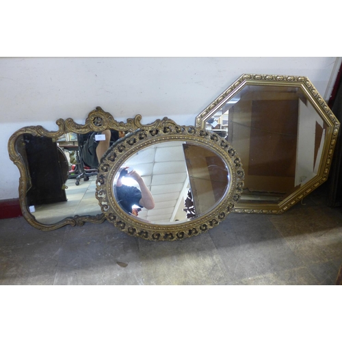 416 - Three gilt framed mirrors