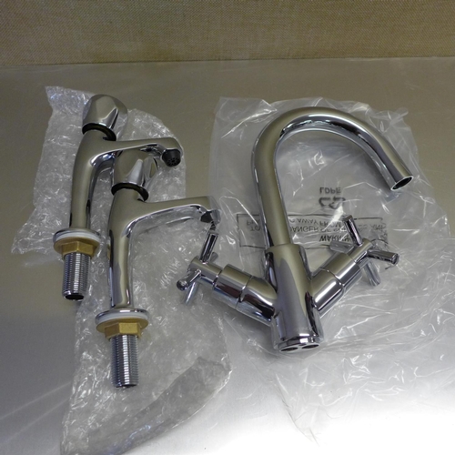 2080 - Pr. of Instinct Monobloc basin taps with click waste - boxed & unused plus pr. of pillar taps