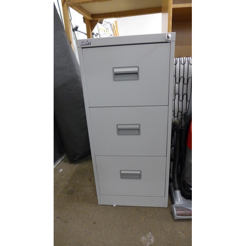 2397 - Silverline 3 drawer filing cabinet with key and wooden bookcase