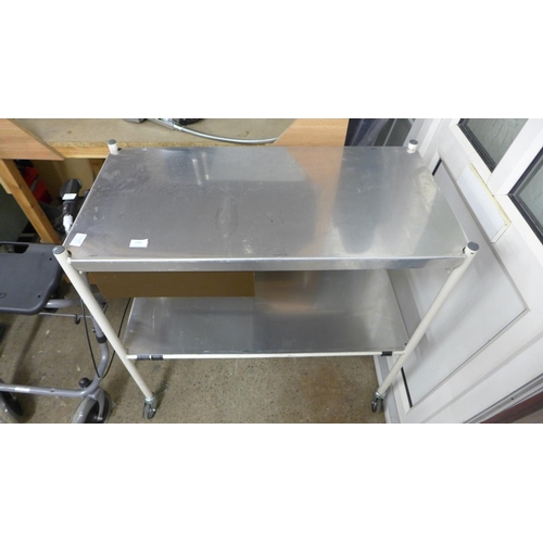 2456 - 2 Tier stainless steel trolley with drawer