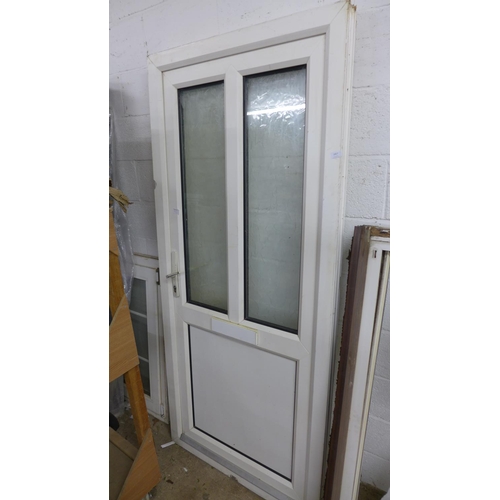 2457 - Half glazed UPVC front door - with keys