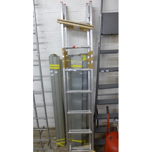 2464 - Titan double 7 rung aluminium ladder - unused - a/f