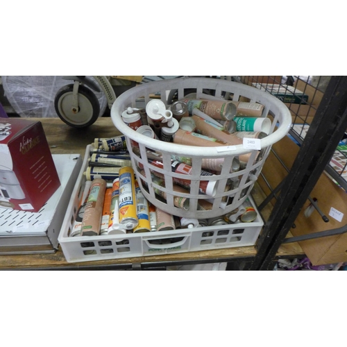 2483 - Tub & crate of various tubes of silicone